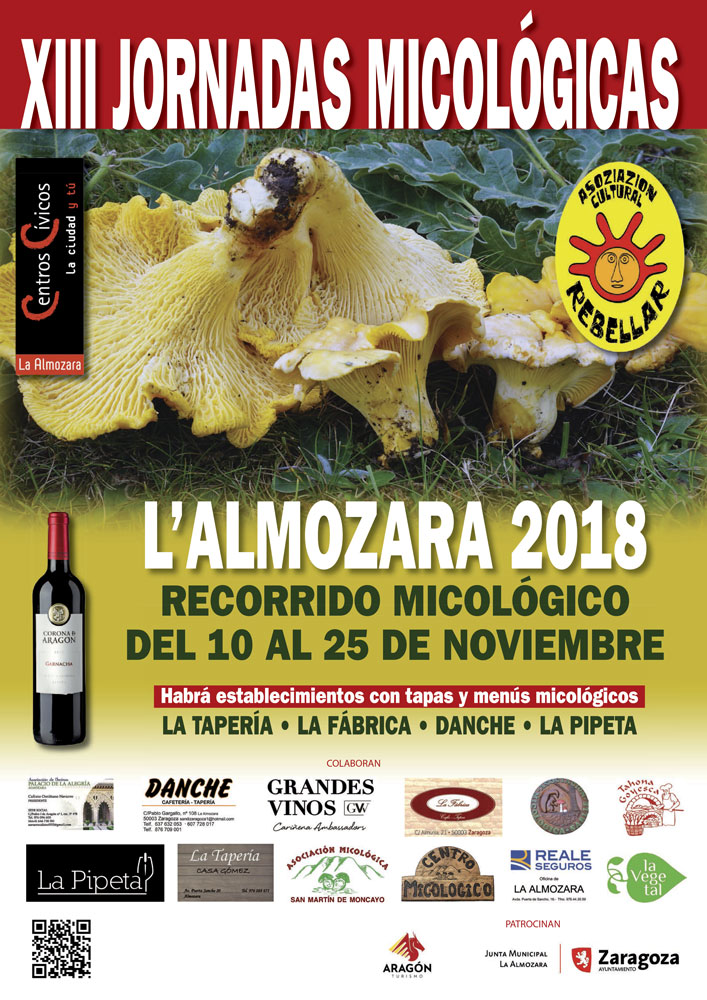 Cartel XIII Jornadas Micológicas de Otoño 2018 en La Almozara (Zaragoza) #MicoAlmozara